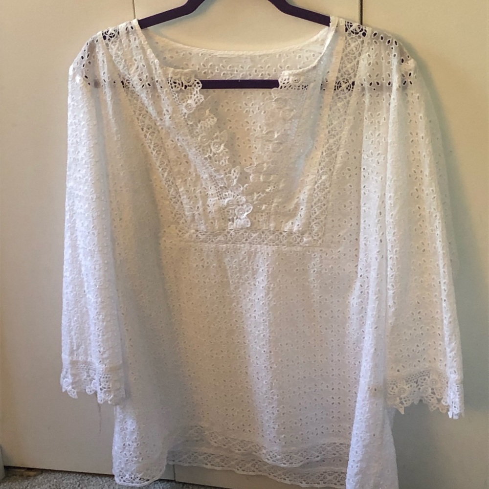 J Jill White Eyelet Lace Top.